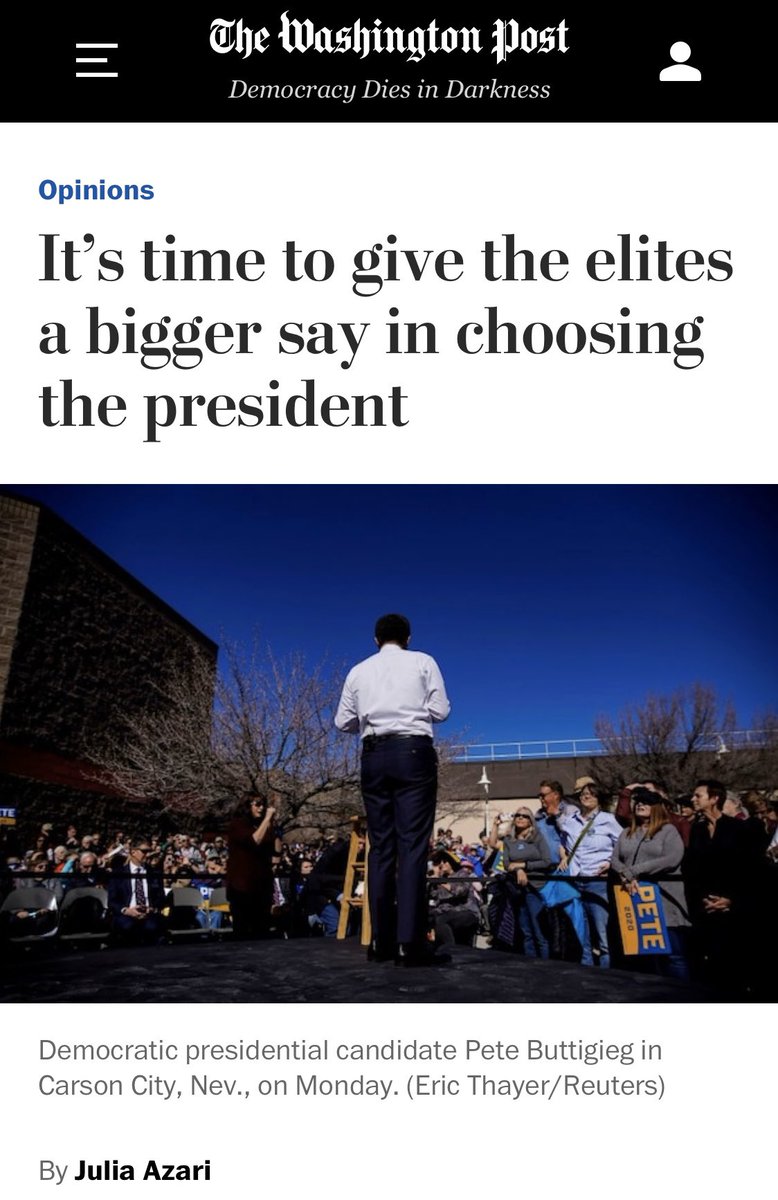 Washington Post OpEd today w/picture of ButtigiegTurns out, elites negotiated a new 3/5ths settlement and you're on the wrong side of it.Democracy Died in Dankness 