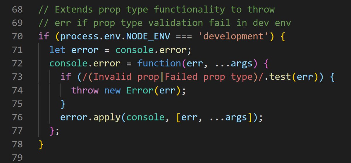 RileyB_96's tweet photo. This makes PropTypes so much more useful for me, actually throws err for failed validation instead of just logging to console https://t.co/WXT7AGvMgQ