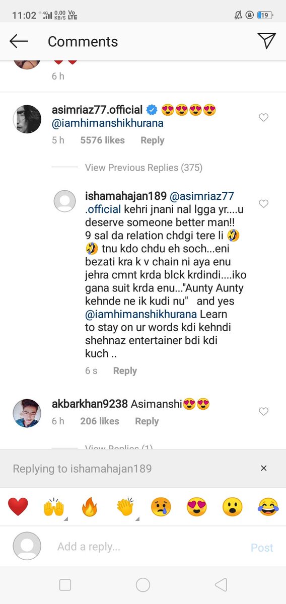 i have commented this and m waiting when @realhimanshi urf kuku will block me🤣 #Shehnazians #kukuhimanshi #ShehnazKaur ✌️