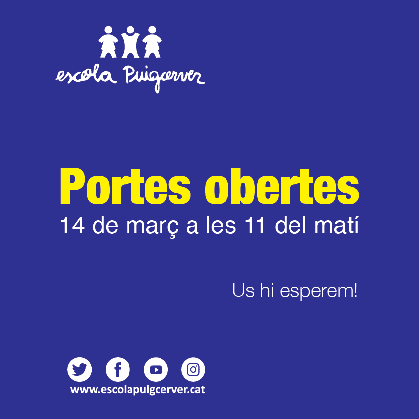 e_puigcerver's tweet photo. 📢PORTES OBERTES A L'ESCOLA PUIGCERVER📢

Guarda el dissabte 14 de març a partir de les 11h del matí, perquè l'Escola obre les seves portes! 

🗓️ 14 de març
🕙 11:00h

#Reus #BaixCamp #PortesObertes https://t.co/ZIxDaCTJP1