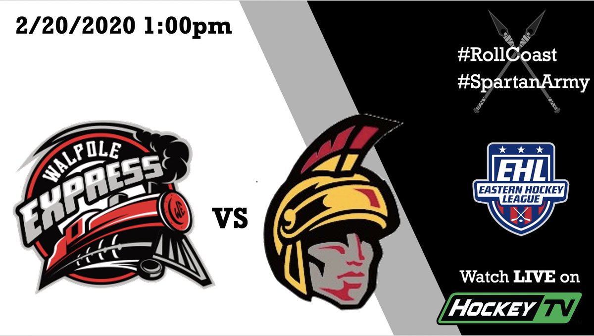 Spartanshcky's tweet photo. Spartans host the @WalpoleExpress in their final home game tomorrow. Puck drops at 1pm! Watch 📹🔴LIVE on @MyHockeyTV #rollcoast #spartanarmy #Eshow ⚔️🛡@EHL_Hockey https://t.co/HPJFyZAgbc