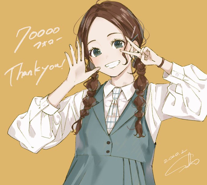 「brown hair thank you」 illustration images(Latest)