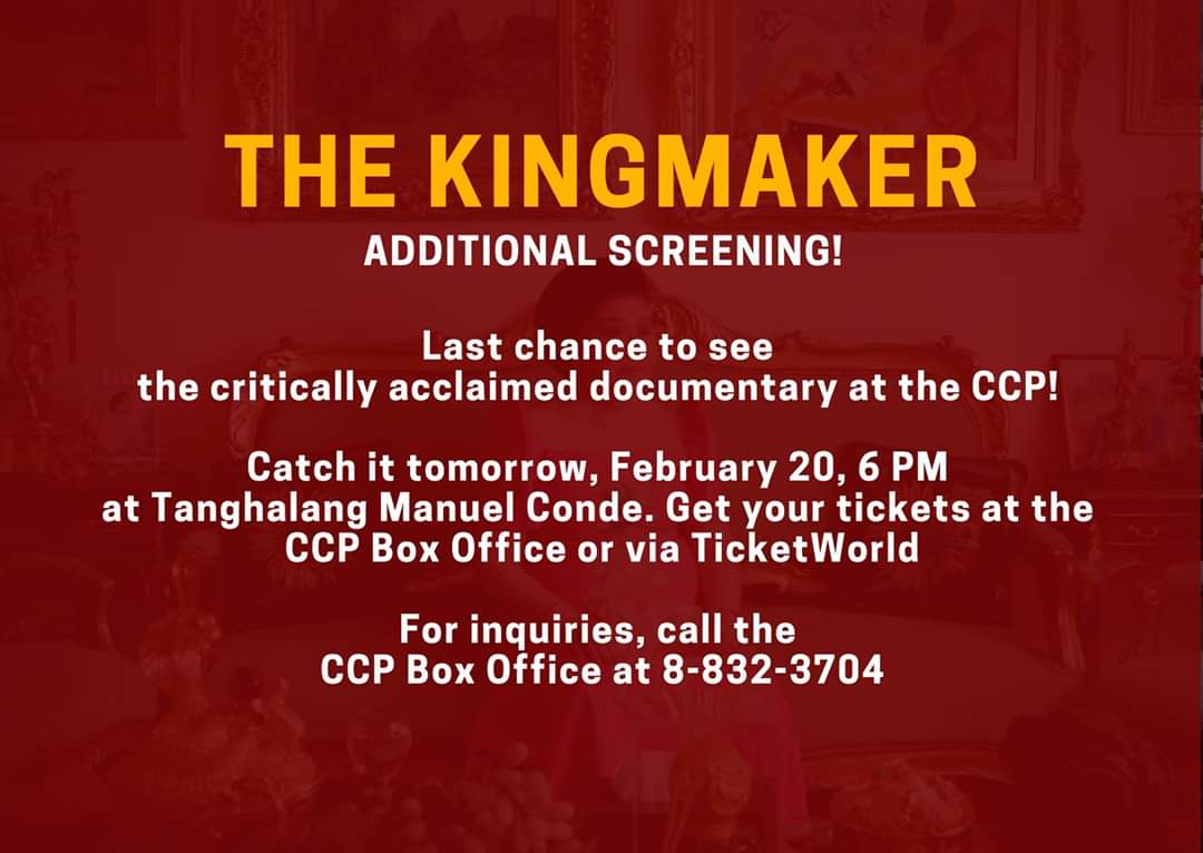 #TheKingmaker additional screening at the CCP tomorrow!

@lgreen66 @HUNIngCCP @Dogwoof