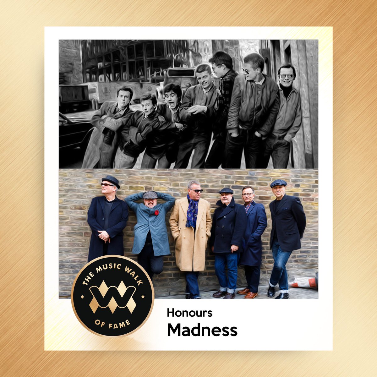 MusicWalkofFame's tweet photo. We are delighted to celebrate the legacy of @MadnessNews on Camden High Street! 

Madness' ska-turned-pop sounds have been lighting up dancefloors since 1976.

The band have spent 185 weeks in the UK top 10 over the span of their career. https://t.co/5Zb0TXJXGW