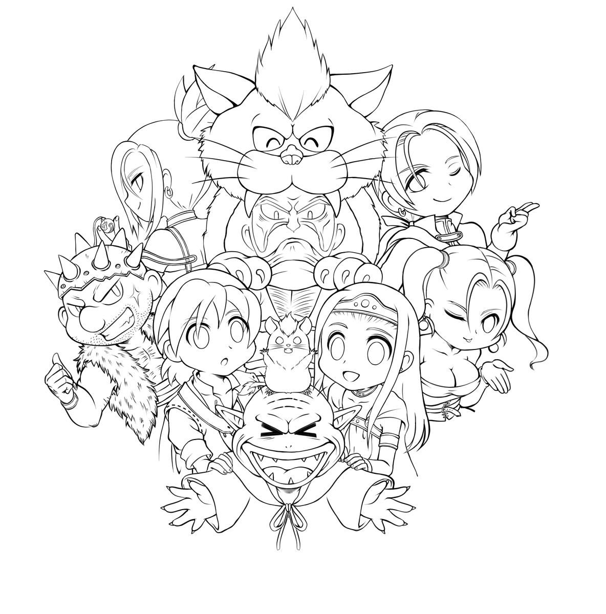 ゆずき ドラクエ塗り絵部 比較的丁寧に描いた線画を用意してみました ff外の方もokです ご自由にどうぞ