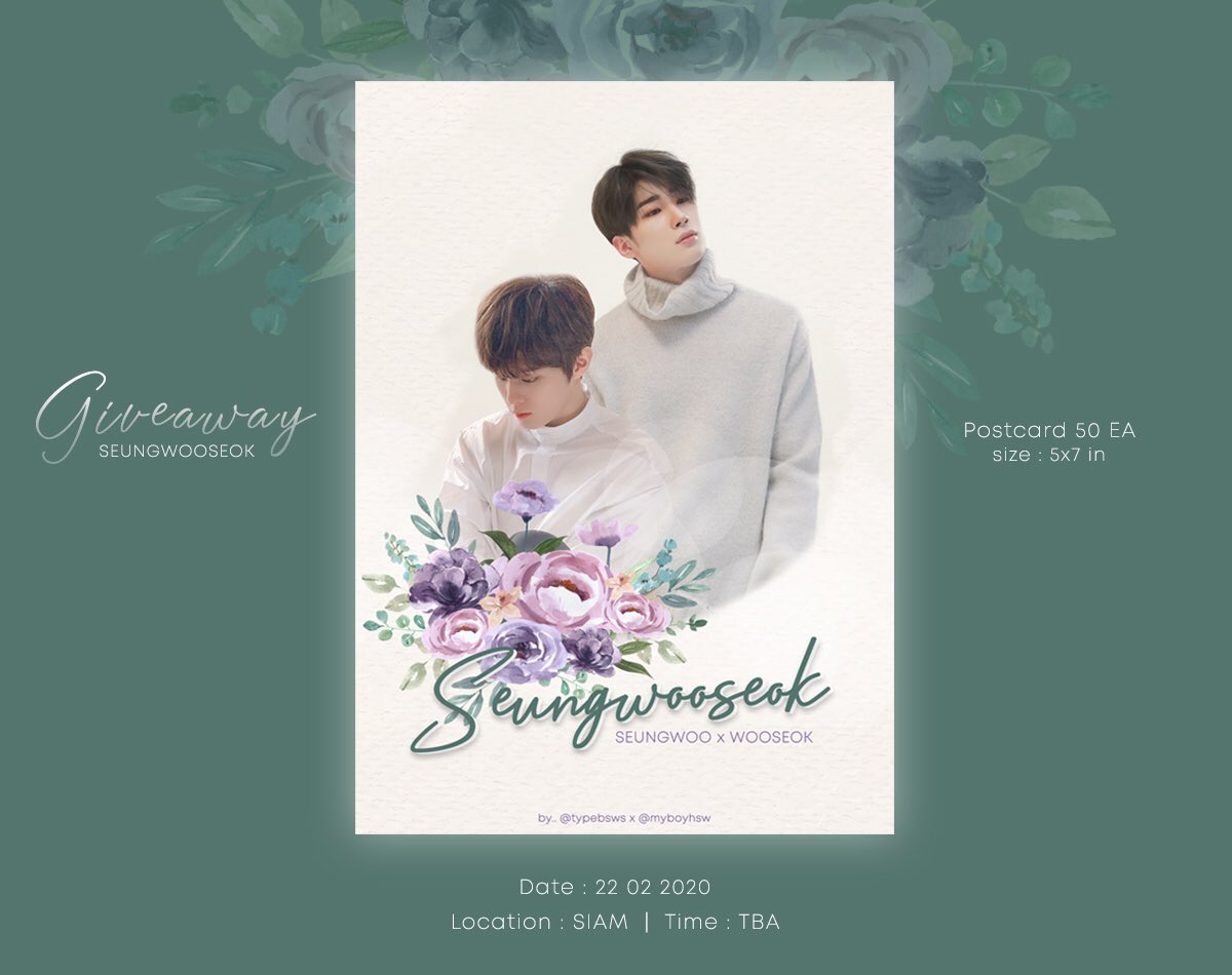 typebsws's tweet photo. 𝑮𝒊𝒗𝒆𝒂𝒘𝒂𝒚 💐
Postcard 50 EA
by @typebsws x @MyBoyHSW
✿ Date : 20.02.2020
✿ Location : Siam
✿ Time : TBA
✿ Pls RT & Show This Tweet
#HoldonTogetherSWS
#슨석 #ซึงอูซอก #SEUNGWOOSEOK
#typebdesign https://t.co/E4RFmA9kty