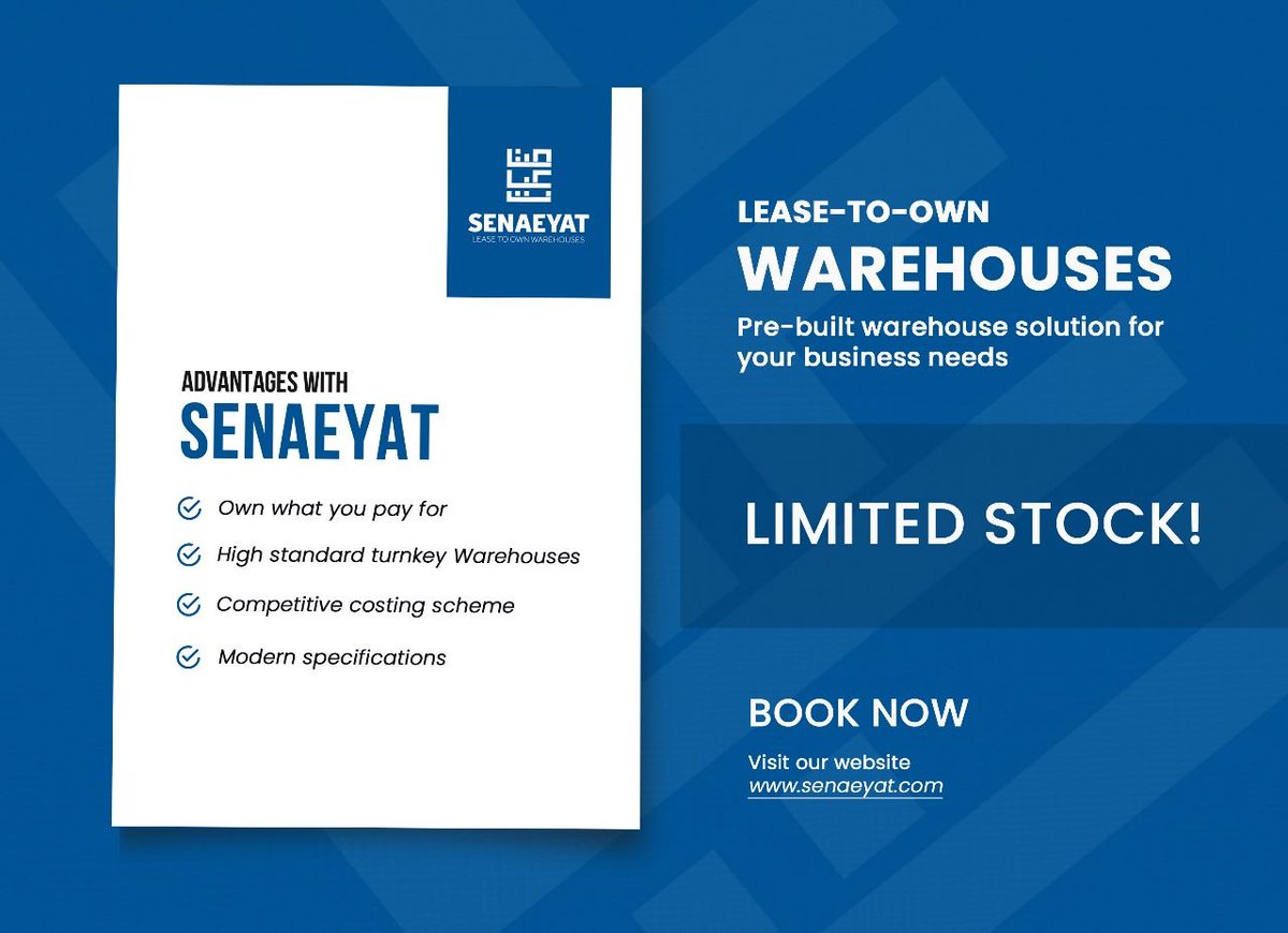 senaeyat's tweet photo. Senaeyat - Lease to own warehouses in Dubai

Read more to learn about the advantages of Senaeyat!
https://t.co/FTgTcozxPW https://t.co/aHuY0LnJay