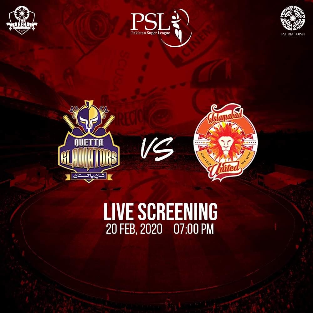 arena_cinema's tweet photo. It's time to get your armour and stand #United against the #Gladiators at #TheArena!
Catch all the action live of #PSL2020 tomorrow, Get Tickets NOW. visit https://t.co/JxCGDFLOGX
 #TheArenaMovement #Islamabad #Lahore #Karachi https://t.co/yymZkSROk2