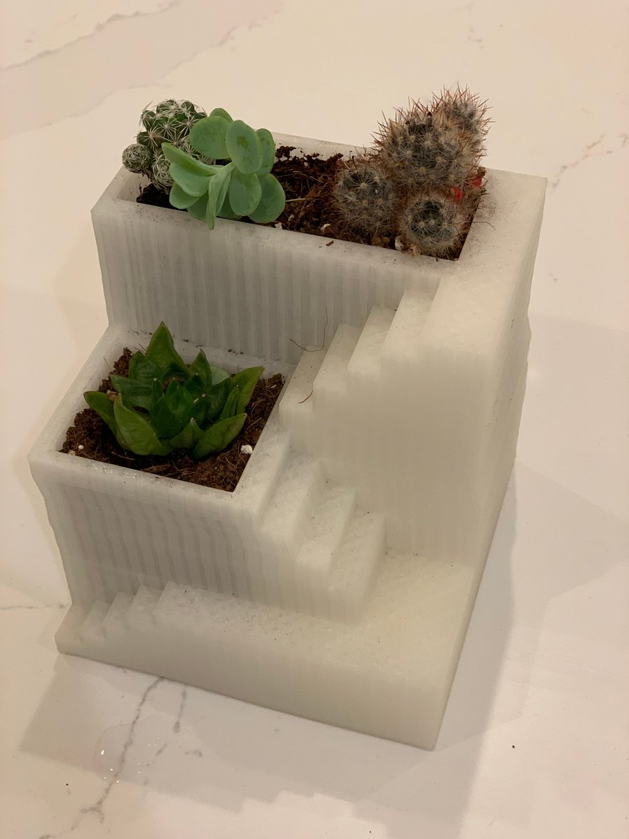OP97Design's tweet photo. 6th grade design project, 3D printed pot for cacti #bebrooks97 #oakpark97 #op97Design https://t.co/uQXE3cSjXJ