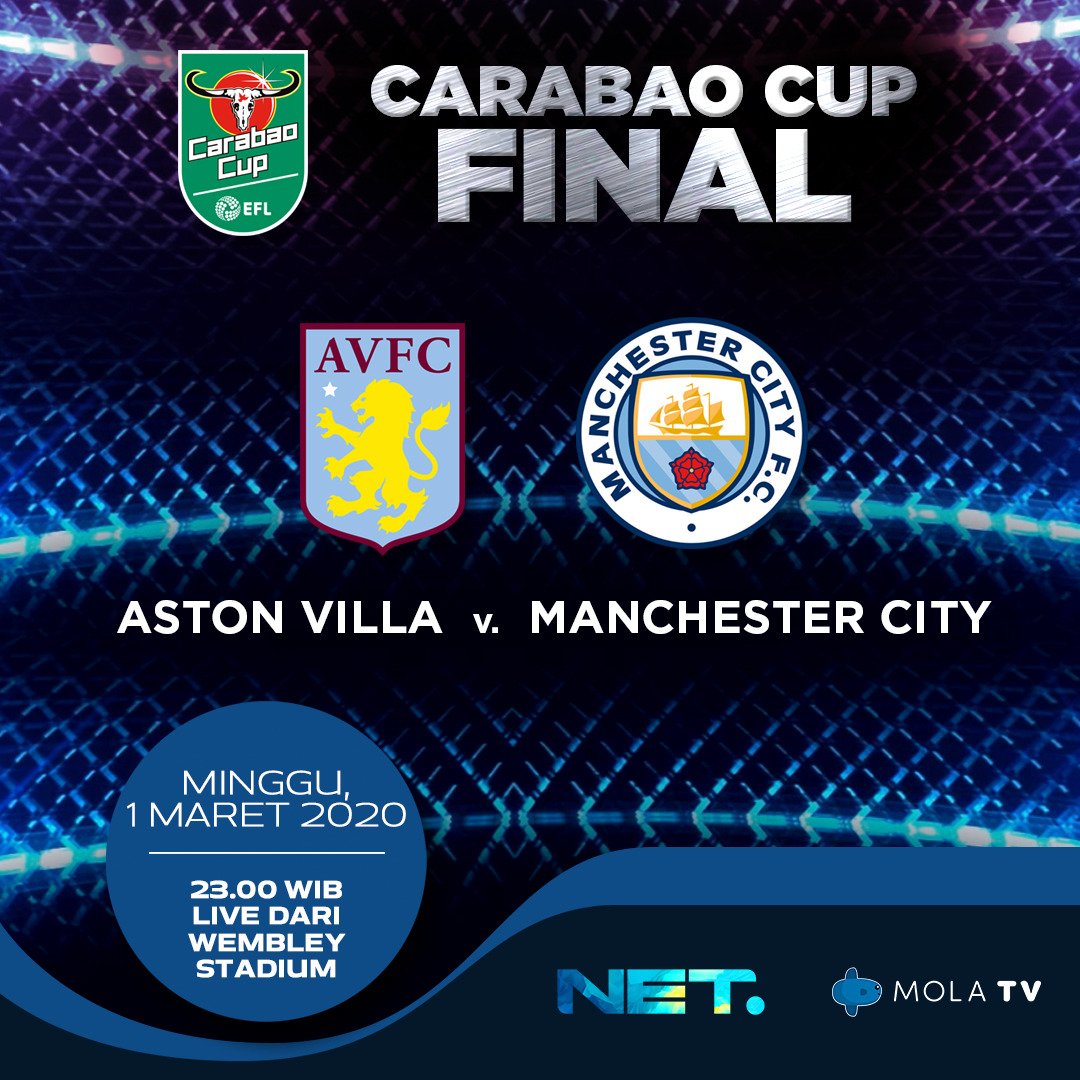 mdtvindonesia's tweet image. Nihhh, buat kalian yg udah request2, kapan sih, NET. tayangin sepak bola? Info ini spesial banget buat kamu!
CARABAO CUP FINAL
Aston Villa vs Manchester City
Minggu, 1 Maret 2020, LIVE 23.00 WIB. #nontonTVasiknyadiNET