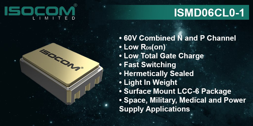 We have recently developed our first Dual Channel, N+P #Power #MOSFET. This 6-pin LCC device offers a small footprint, and is available with solder dip option - bit.ly/3bMscjT #space #aerospace #defence #components #electronics