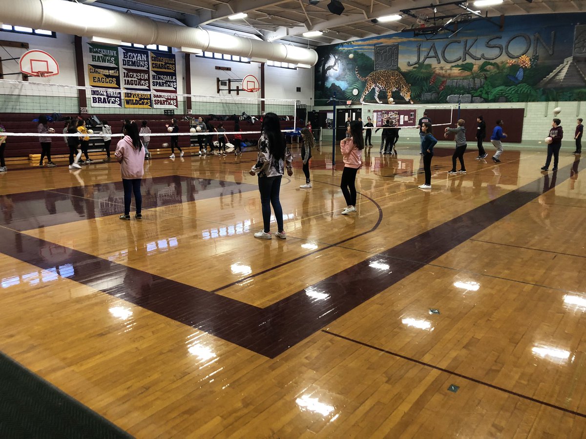 Morning volleyball intramurals! Early risers working on skills and game time! #D45Jackson #JAJaguarsROAR