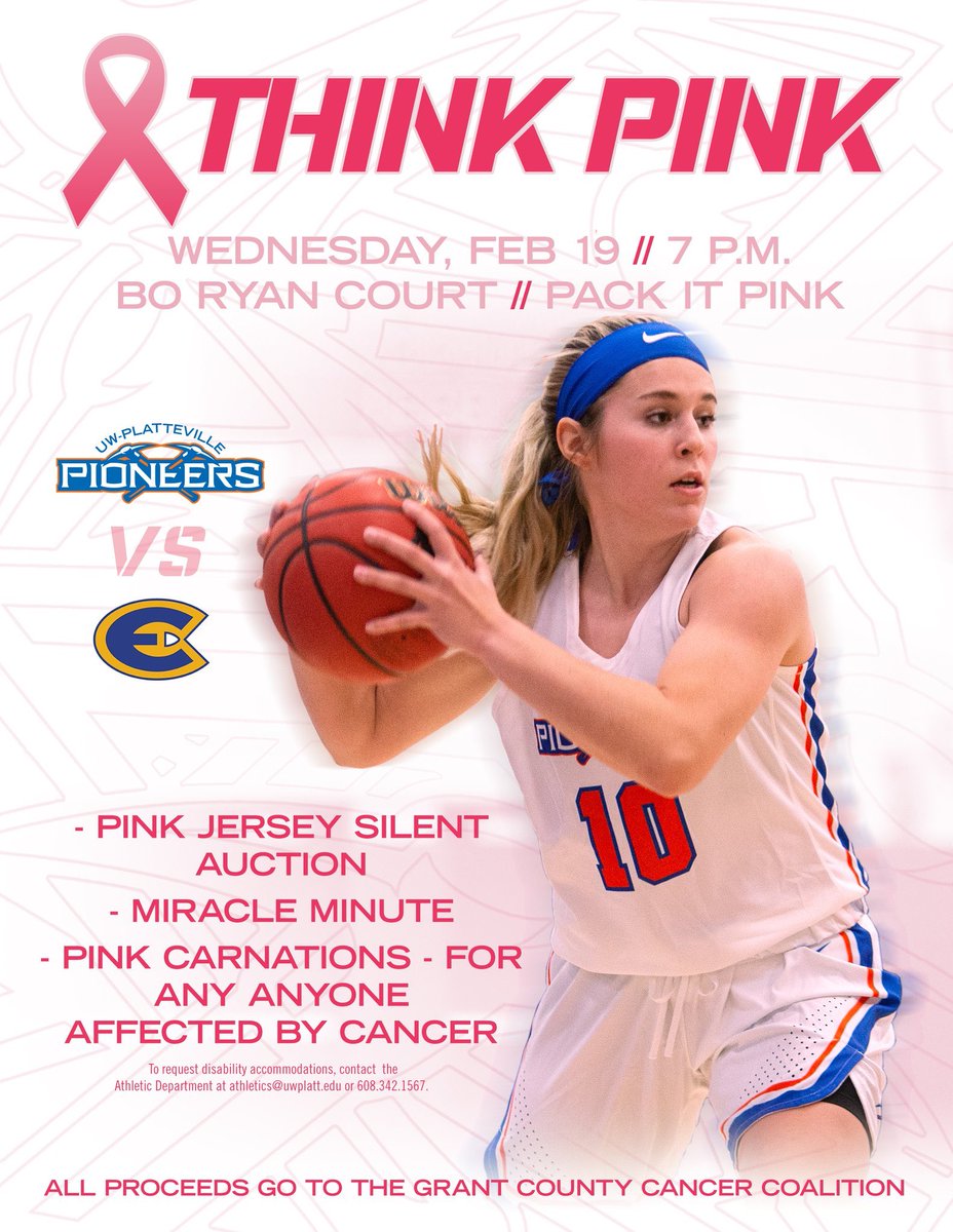 UWPlattWBB's tweet photo. 🔷🔶 GAME DAY 🔷🔶

🕖 7:00 p.m. 
📍Williams Fieldhouse, Platteville 
🆚  @UWECWBB 

💻https://t.co/Ynt9n8krN3
📊https://t.co/sK6GH9rUoR

#SwingTheAxe ⛏ #ThinkPink #PackItPink https://t.co/ozIgRTLAYU