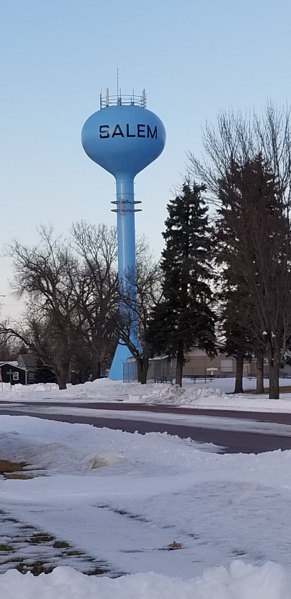 NRWA's tweet photo. In exactly one month is the official start of spring! So on this #WaterTowerWednesday we wanted to share one of our last winter photos. This tower is located in Salem, South Dakota, and picture taken by Jeff Fossum with @SDRuralWater. Are you ready for spring? #RuralWater https://t.co/zCCYgmTozF