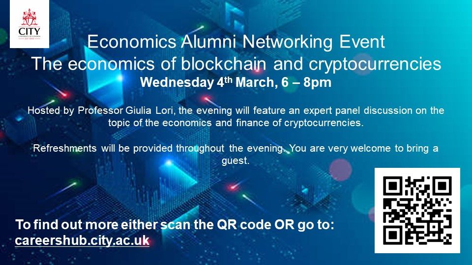 CityUniCareers's tweet photo. Only 8 spaces left! If you’re interested in The #economics of #blockchain and #cryptocurrencies as well as meeting #City #Alumni register now and don’t miss out! https://t.co/tOBr9muwnZ
@CityUniLondon https://t.co/mBxdDID8Uu