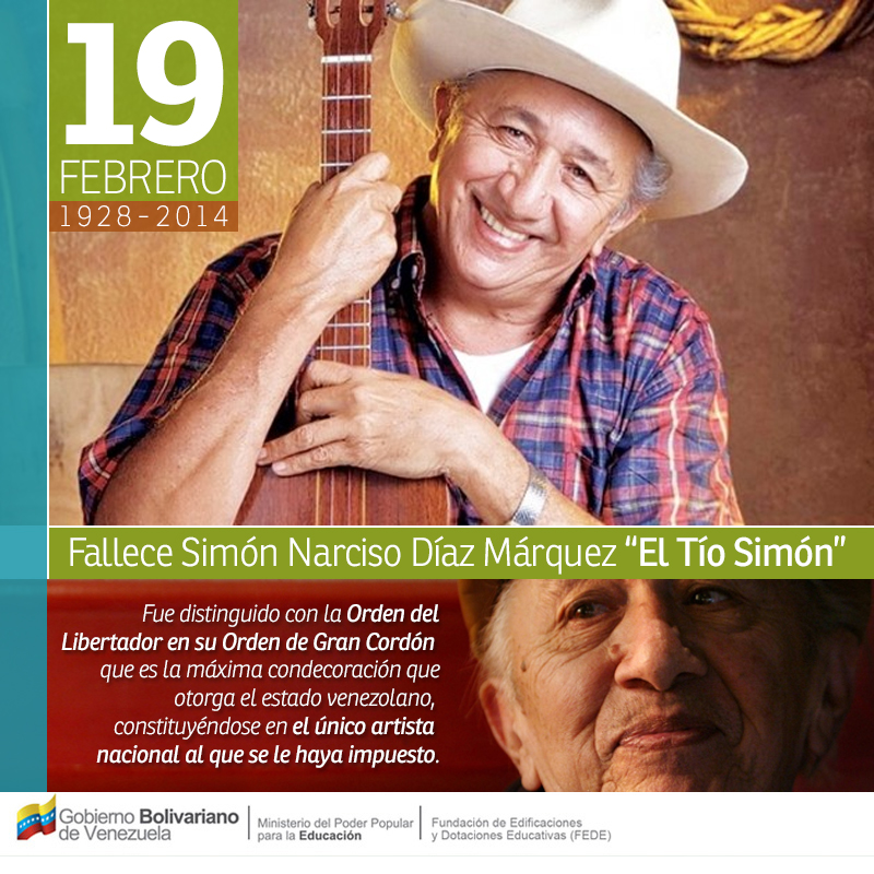 #EfemérideFEDE 🗓️ || Siembra de Simón Narciso Díaz Márquez, conocido como el “Tío Simón”, es considerado uno de los compositores populares más valiosos y universales de América Latina y el mundo 🎶🎵
