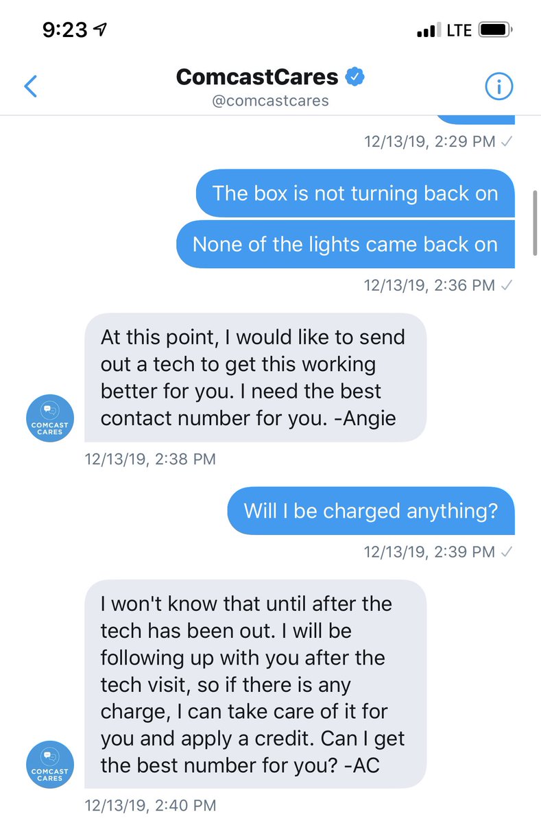 MerciBeauColie's tweet photo. @comcastcares @Xfinity I have in writing from you that I would not be charged for a tech visit- see pic. However your customer service team has refused to remove this from my bill and I was charged for the visit!! https://t.co/NXX8W06LlU