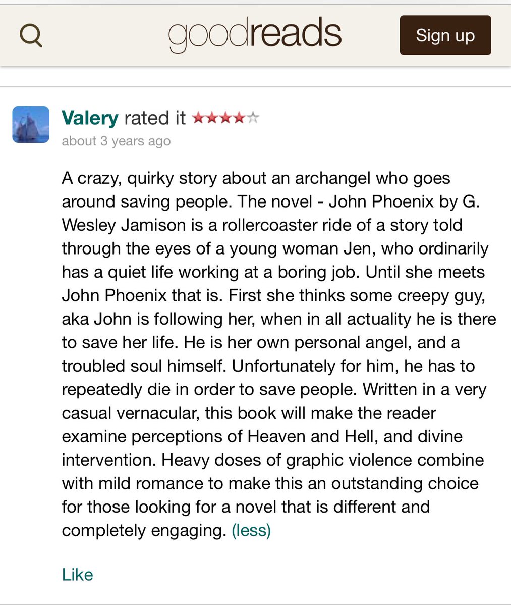 GWesleyJamison's tweet photo. The good news continues! JOHN PHOENIX is getting great feedback from some popular reading communities! Here’s one of a few reviews on GOODREADS - 
https://t.co/e5nJ1pKaB9 https://t.co/aaNtxSHoj1