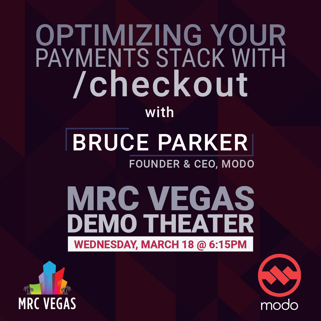 Will you be at #MRCVegas20 in a few weeks? Modo CEO, <a href="/apaymentsgeek/">Bruce Parker</a>, will be showing off Modo's /Checkout technology on stage in the Demo Theater. Be sure to add it to your schedule!

#paymentsgeek hubs.ly/H0n3ZjN0