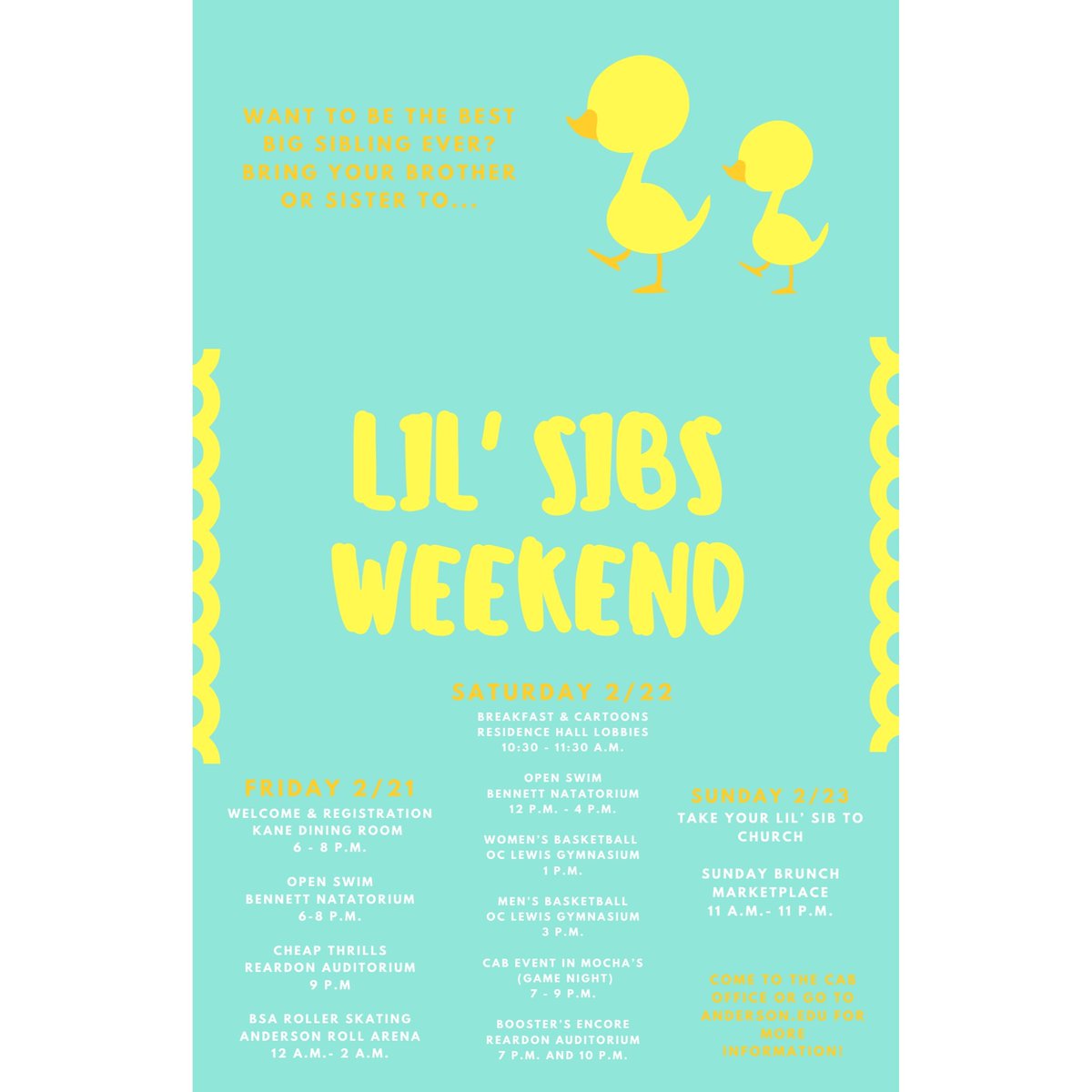 Lil' Sibs is this weekend! Check out all of the events going on!