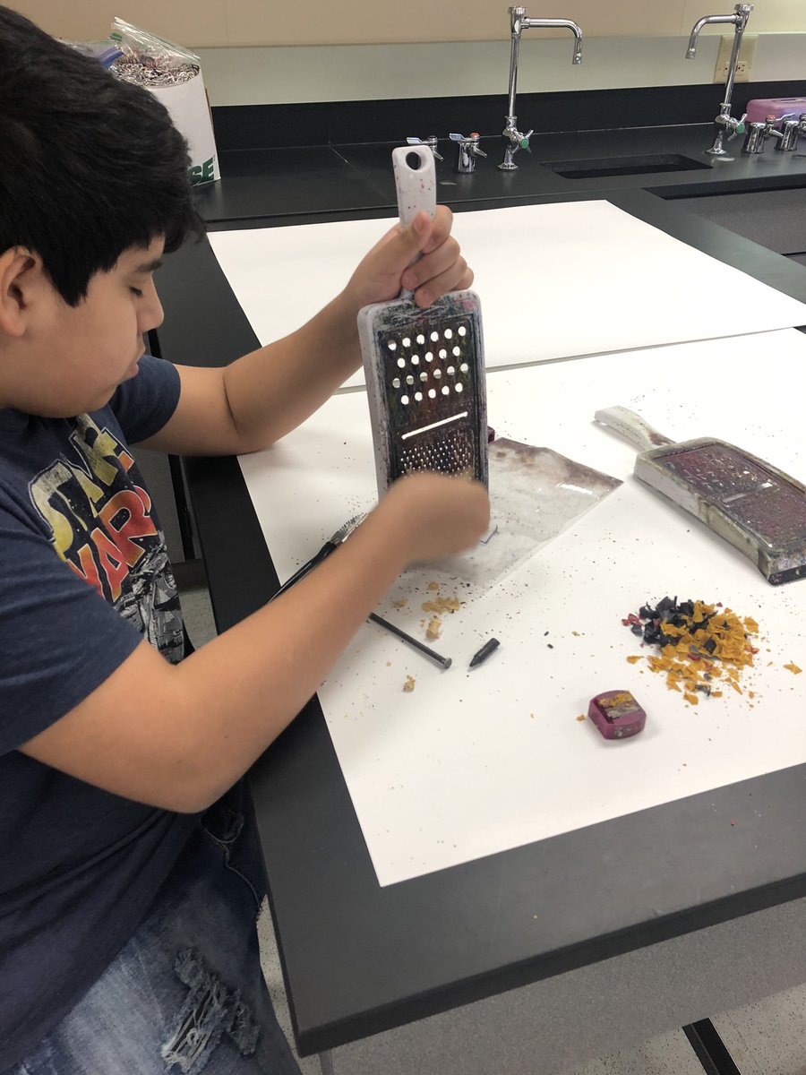 FishCrazyTeach's tweet photo. 6th grade scientists work to model the process of weathering and erosion using crayons! #woms #macbayscience https://t.co/V12DFRW3dZ