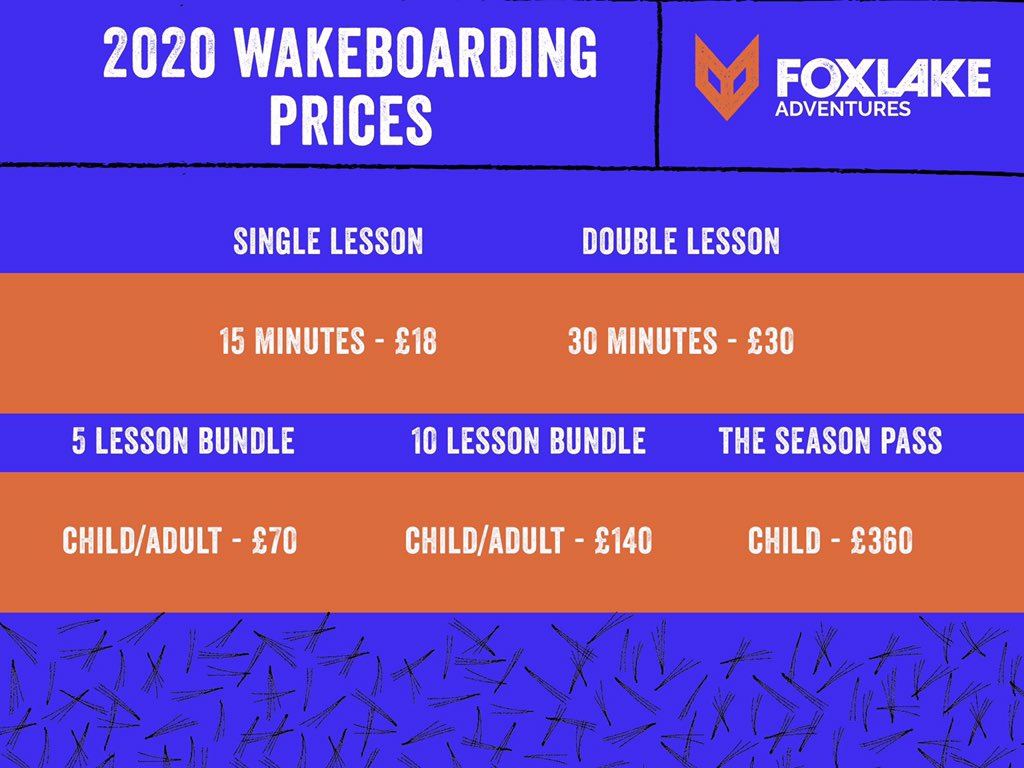 Foxlake Adventures (@foxlakescotland) on Twitter photo We're introducing new prices for Wakeboarding this season, take a look!
All of our activities pricing can be found on our website!
☎️ 01620860657
📧 info@foxlake.co.uk
🌎 foxlake.co.uk We're introducing new prices for Wakeboarding this season, take a look!
All of our activities pricing can be found on our website!
☎️ 01620860657
📧 info@foxlake.co.uk
🌎 foxlake.co.uk