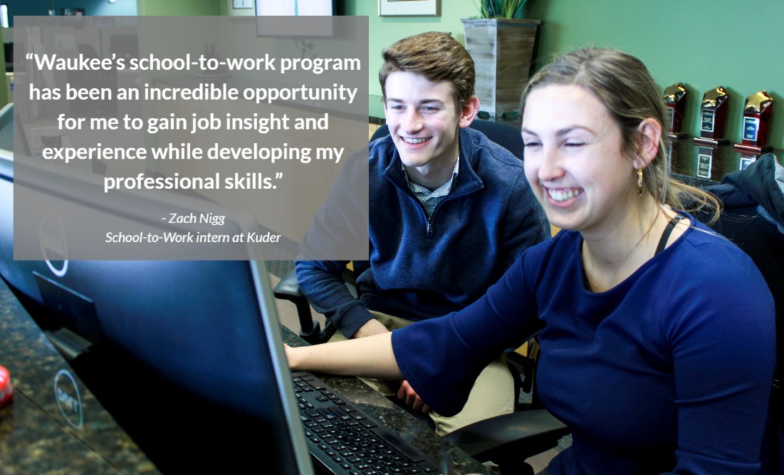 Kuder's tweet photo. We’re thrilled that we can help support local career and technical (#CTE) initiatives like the school-to-work program at @WaukeeHS, which gives students real-world experience that extends beyond school. #CTEMonth #careerteched https://t.co/uTohG4kBC7