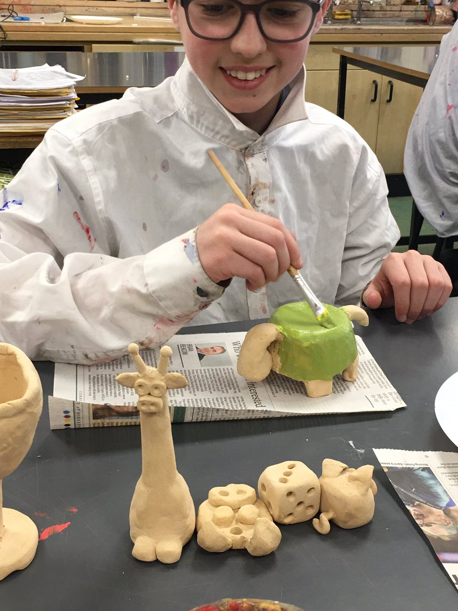 stniniansart's tweet photo. Excited Clay Club pupils today! All our clay pieces are fired and ready to paint including some mini cactus plant pots for Mother’s Day 🎨#Ceramicfun @stninianshigh https://t.co/xIE8UygqkM