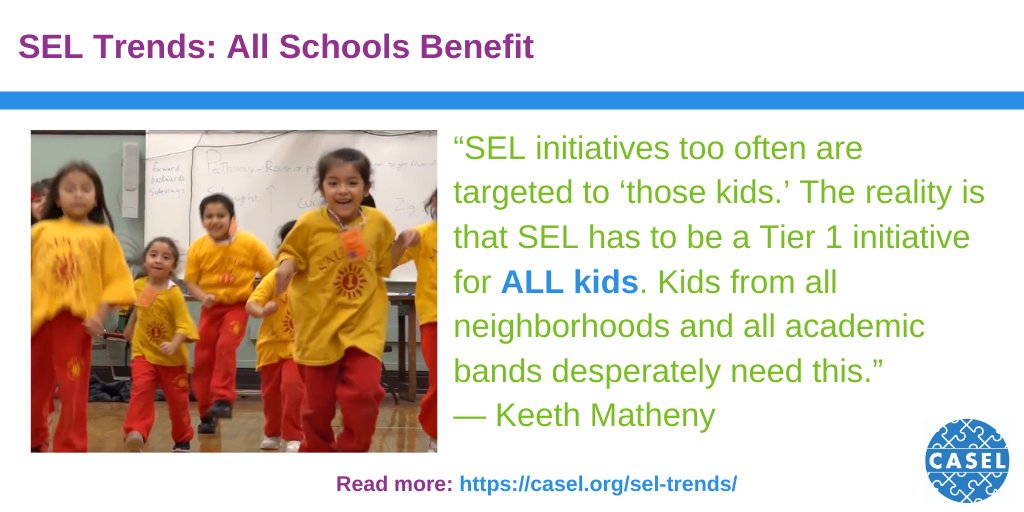SEL isn't just for students who are struggling or experiencing behavior issues. #SEL benefits ALL kids! Read more: casel.org/wp-content/upl…