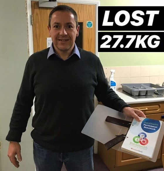 Solutions4H's tweet photo. RT @Eat4HealthWB
Well done to David who lost a whopping 27.7kg attending our Eat4Health Berkshire course. He even chopped off parts off his belt that he no longer needed! Awesome work #slough #cardiowellness #weightlossjourney #weightloss #fatloss #results #success #health https://t.co/k3Bmoz2vCu