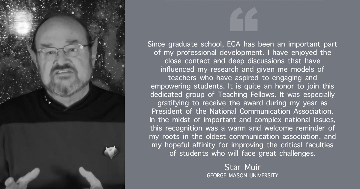 ECACOMM's tweet photo. Star Muir (George Mason University) was one of our #ECA19 Distinguished Teaching Fellows. https://t.co/UFpG1bEYWQ