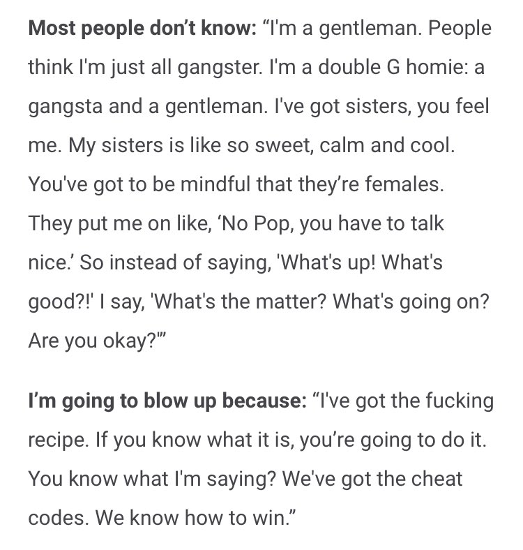 TheAffinityMag's tweet photo. Pop Smoke said this in an interview with XXL on August, 2019. 💔 https://t.co/Ic2oK7Rhms