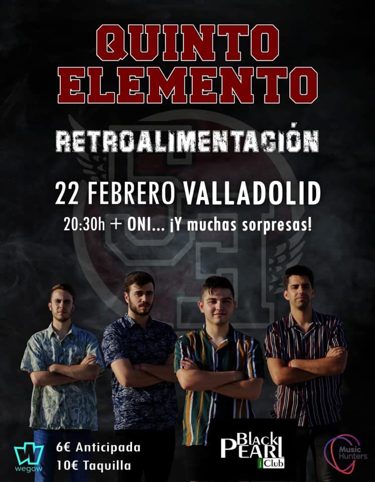 Este sábado en concierto🎸

{ QUINTO ELEMENTO }
<a href="/Quintoelementof/">QUINTO ELEMENTO</a> 

Sábado 22 Febrero desde 20:30h

🎟 wegow.com/es-es/conciert…