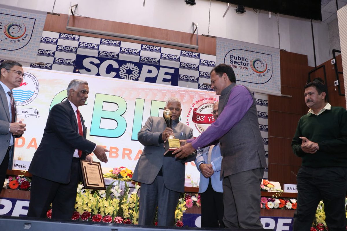 RajGovOfficial's tweet photo. It’s a matter of great delight that Water Resources  Department of #Rajasthan received two National Awards - the prestigious Central Board for Irrigation &amp; Power (CBIP) Awards from Ministry of Jalshakti, Govt of India in Delhi today. https://t.co/cmaKo6VXyX