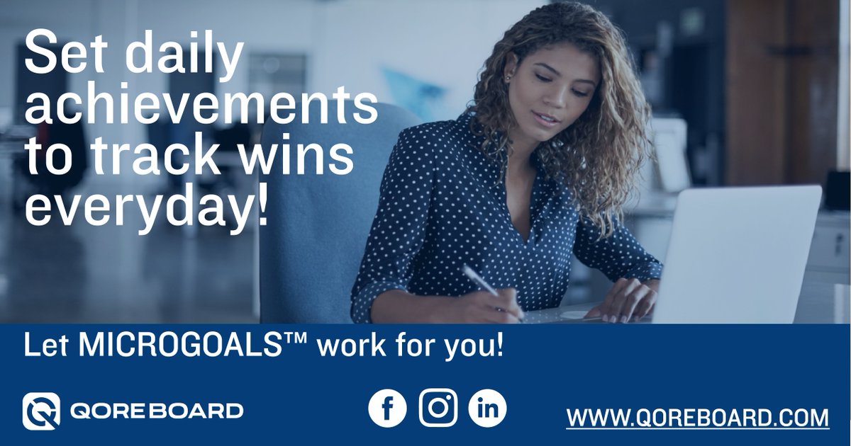Winning at work becomes much more achievable when you focus in on daily goals. At #Qoreboard, we call these Micro Goals. We use our innovative dashboard technology to give employees the ability to set daily #MicroGoals that are trackable. Learn more here: bit.ly/2PaHoOm