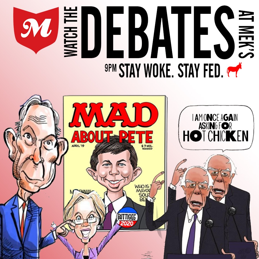 TONIGHT! Join us. Hot chicken &amp; the issues, on our big screen with sound.