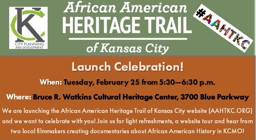 KCMOPlanning's tweet photo. Join us at the Trail launch & hear from Filmmaker Megan Voepel who will give an exclusive preview of her upcoming film "Tribe." The film explores the subject of tribalism, as it relates to urban development, & historic dividing lines in the U.S. #AAHTKC #BlackHistoryMonth #KCMO https://t.co/d4H7cyBvyC