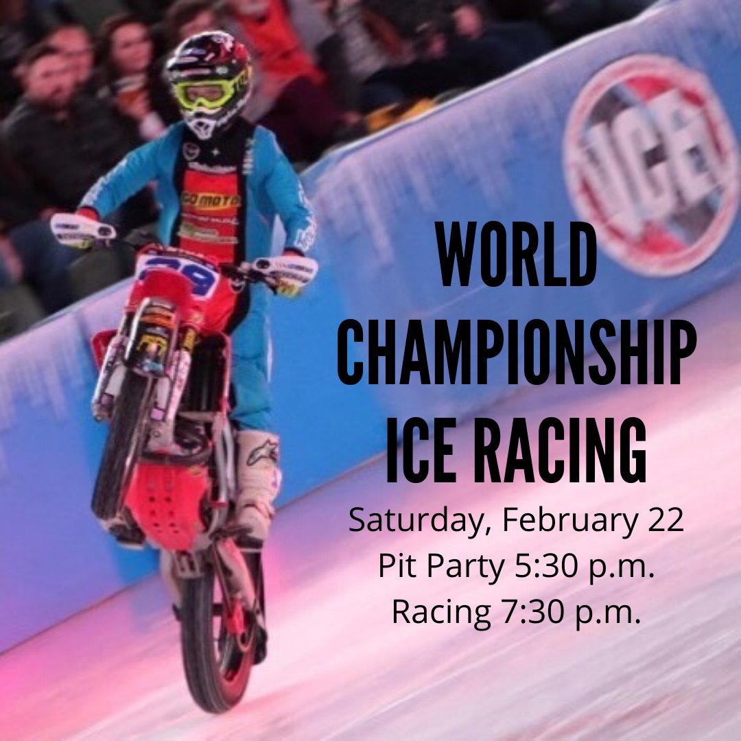 We are revved up for World Championship Ice Racing this weekend! 🏍❄️
Come experience a thrilling, action-packed night of fun for the whole family! Pit Party passes just $5, Youth tickets start at $9, and we have great deals on 4-pack Adult tickets!