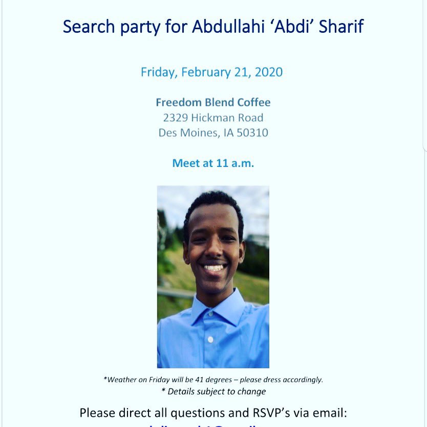 akoabdulsamad's tweet photo. Update: the first search party will be this Friday, starting at 11:00 am. We will meet at Freedom Blend Coffee, 2329 Hickman Road. If you can help you are welcome. Please share this post. Much love and keep the faith. https://t.co/Et1lxra1YP