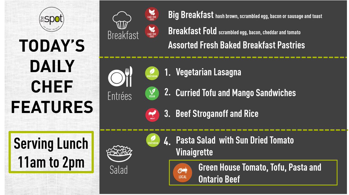 Make your way to the 📍Barrett CTI Building North Campus Ground Floor #TheSpot for these delicious 🤤 chef meals. #eatgooddogood #lovefoodnotwaste #sharethespot #humbercollegenorth