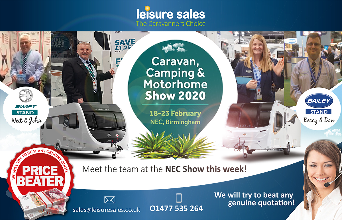 Visit the team at the <a href="/CaravanCampShow/">Caravan, Camping & Motorhome Show</a> this week!
A great chance to meet up with the team on the 
<a href="/swiftgroup/">Swift Group</a> &amp; <a href="/BaileyofBristol/">Bailey of Bristol</a>
 stands where we'll be here to answer any questions and of course get you the VERY BEST deals! #TeamCheshire #Staylocal #showdealsgalore #Pricebeater
