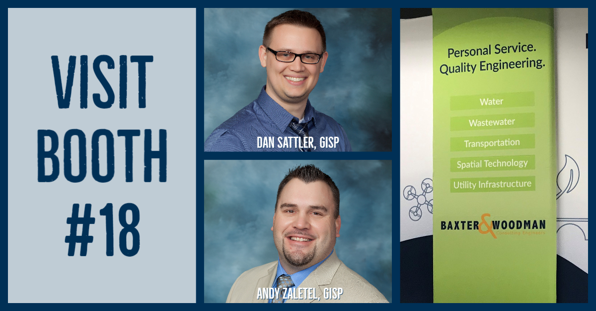 BaxterWoodman's tweet image. Attending the @WisLandInfo Annual Conference this week? Visit our #GIS experts at Booth #18 Thursday and Friday! #WLIA2020 #SpatialTechnology