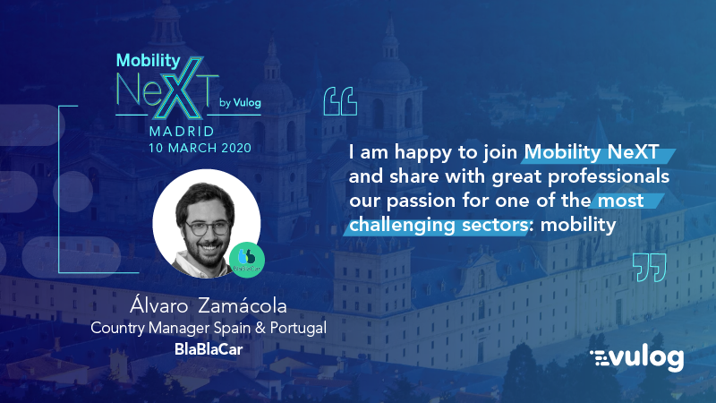 VulogTech's tweet photo. We are excited to welcome Álvaro Zamácola, the Country Manager of Spain & Portugal @Blablacar, at our upcoming #MobilityNeXT in #Madrid. He will participate in our #panel on how to ensure the continuous success of shared mobility. Register today. 👉https://t.co/fCBxqdkqGW https://t.co/1SJ7Vzeeiq