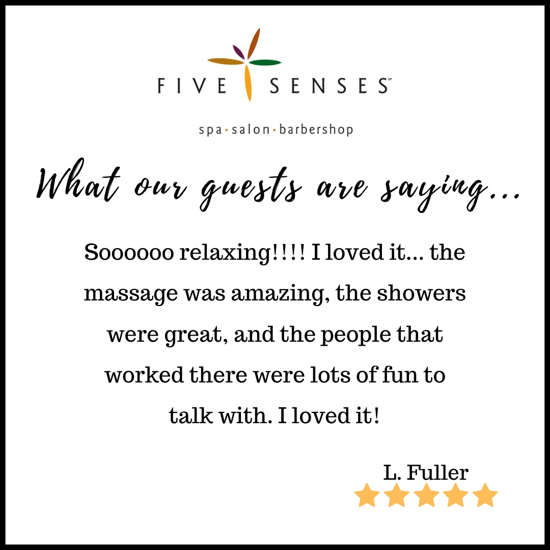 We love reading reviews from our guests! Thank you so much for taking the time to tell us about your #FiveSenses experience!
#fivesensespeoria #peoriail #spa #salon #aveda #avedalife #booknow #centralil #review #ravereview #thankyou