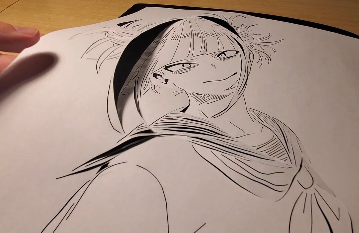 シャボン玉おじさん Kazu على تويتر 鬼滅切り絵の息抜きに 線画切り絵も楽しんでいます 製作時間約2時間 切り絵 きりえ 堀越耕平 週刊少年ジャンプ 僕のヒーローアカデミア ヒロアカ トガヒミコ