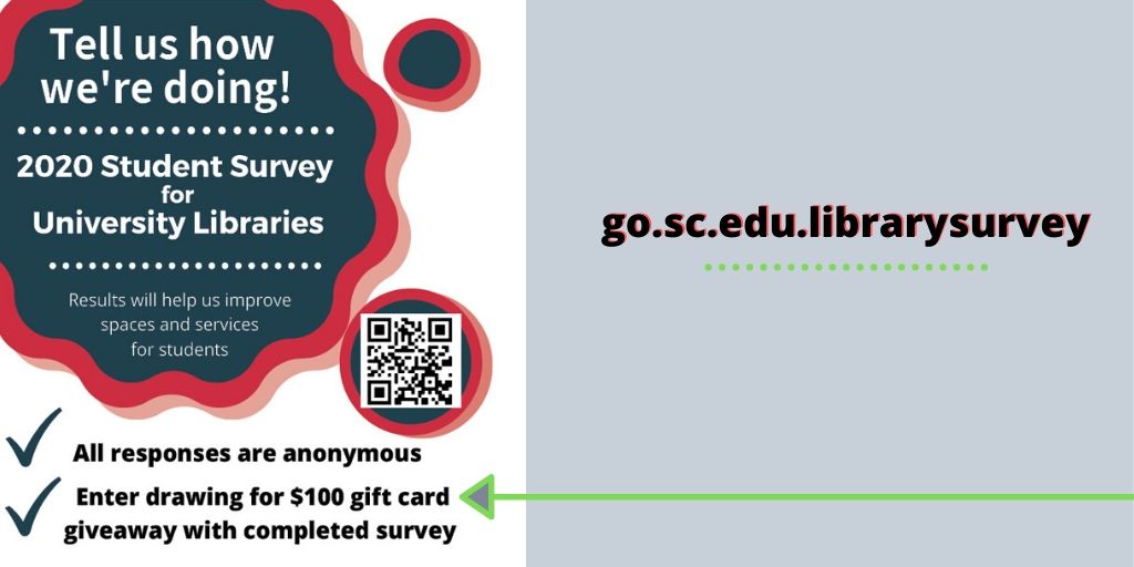 UofSClibraries's tweet image. Survey says!🙈Please take our #TCoop survey. You could win💵— but your answers help us improve services for you.❤️Tks.
