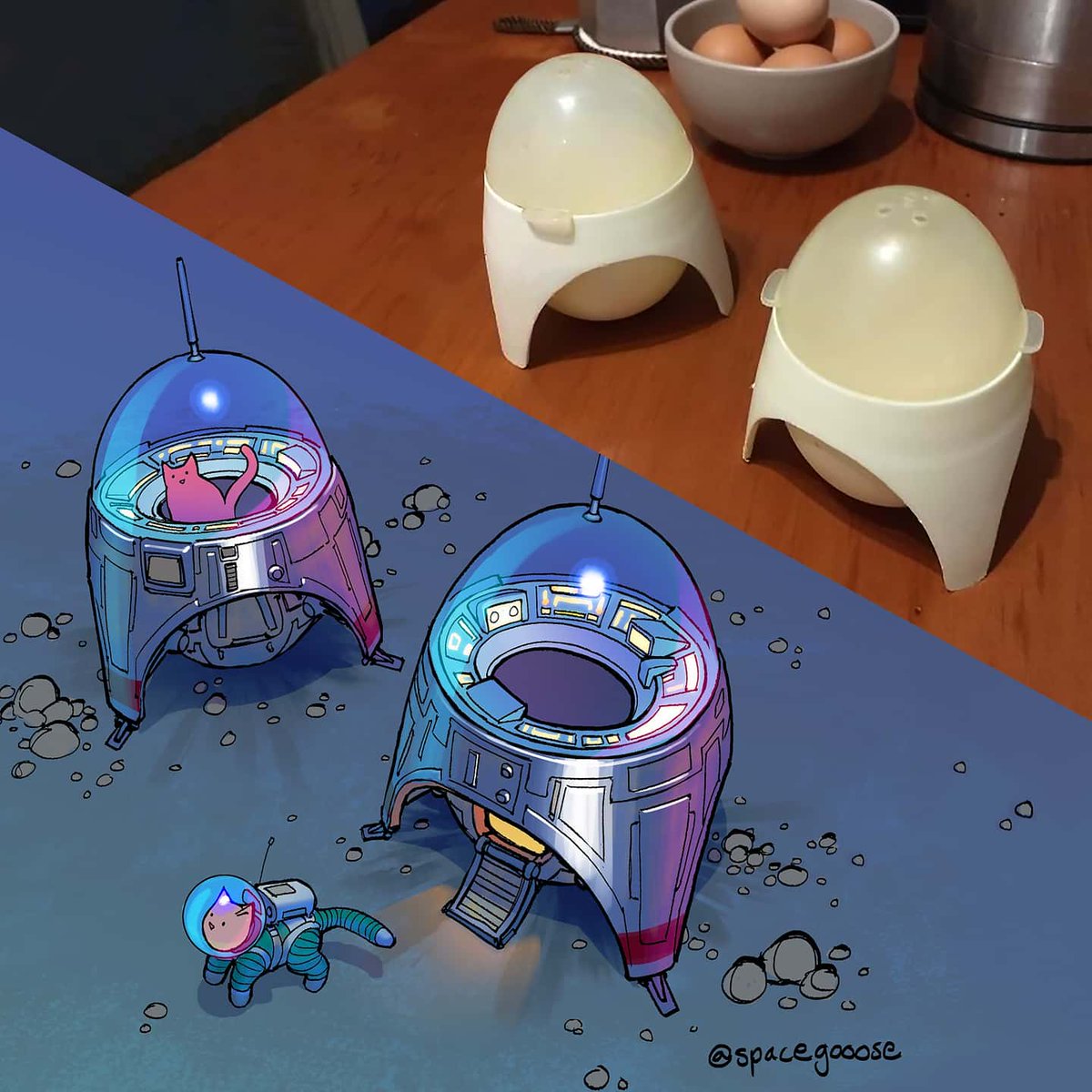 spacegooose's tweet photo. Egg Landers! 🥚🥚
Eggsploring the shell of an unknown world! #spaceshipthings #egg
Photo by @ guille_c137 on Insta https://t.co/TYKoS8o7eS