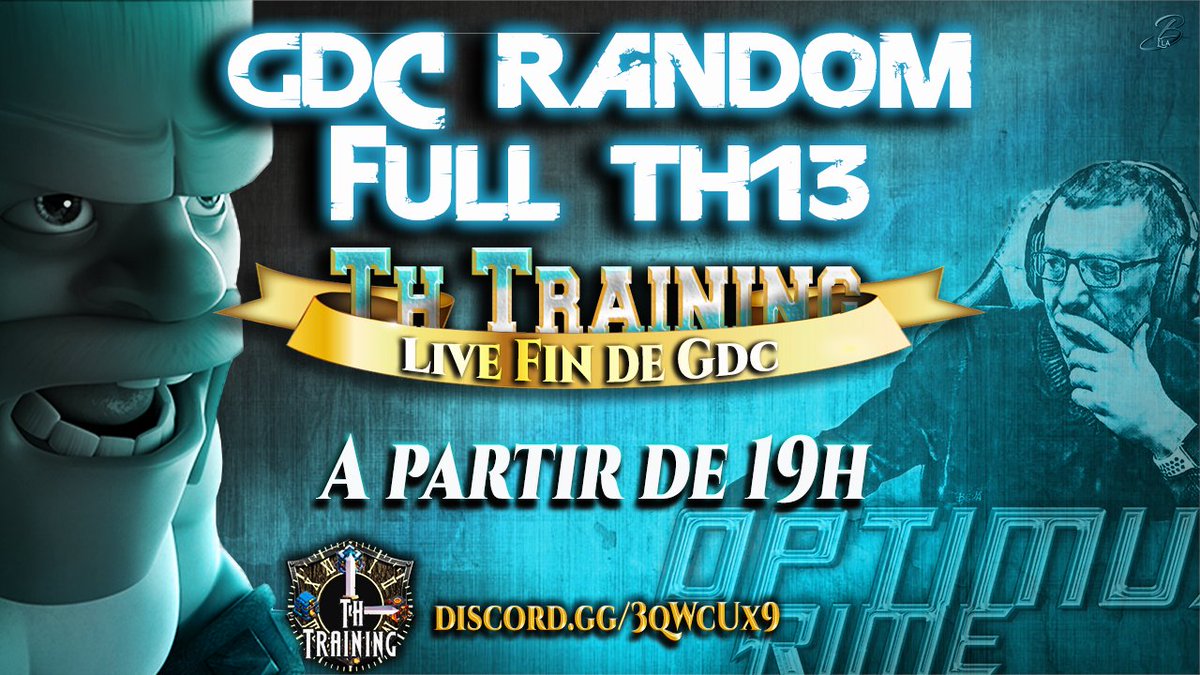 Ce soir à partir de 19h00 (et oui préparez l'apéro)
GDC Event en full HDV13  organisé par <a href="/ThTrainingFR1/">Th Training FR</a>  le nouveau serveur communautaire permettant de s'entrainer dans des clans par Level d'HDV!!
discord: discord.gg/3qWcUx9
📺 youtu.be/z3gzfuTvahc