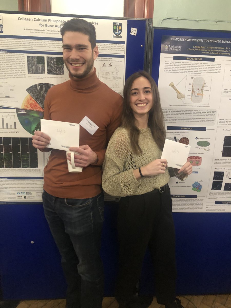theglasgowcemi's tweet photo. Congratulations to our poster winners 👏🏼👏🏼 @SPereaRuiz and Styli 🥳 posing nicely with the winning posters ☺️ https://t.co/6G3mDYd9IU