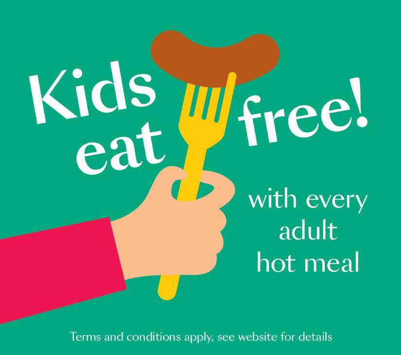 Kids eat free! With every adult hot meal purchased this mid term, receive a free meal for your little one! T&amp;C's apply 🍴